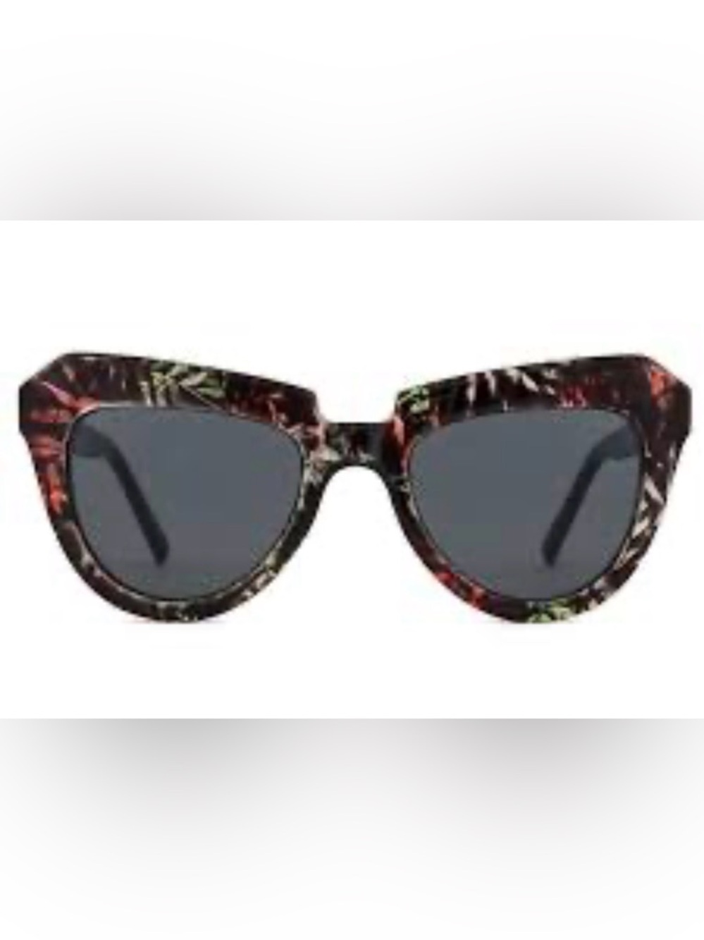 KOMONO Stella Fern Sunglasses NEW cateye black green red